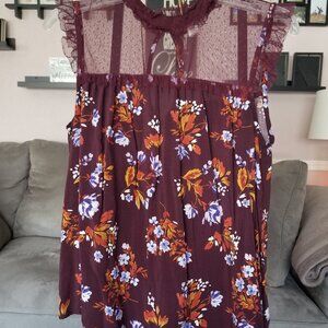 Arizona Plum/Maroon Floral Print Tank